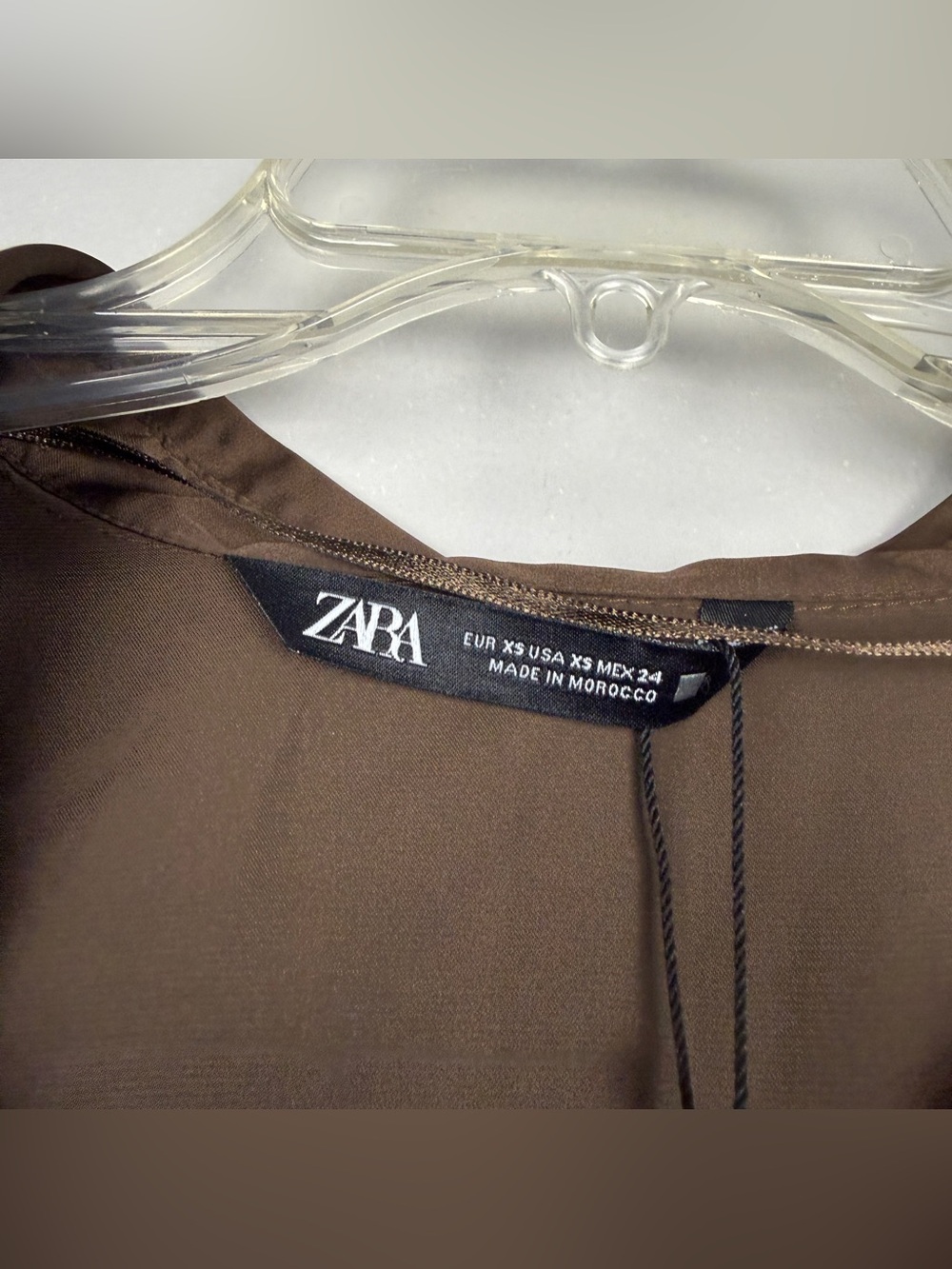 Zara Satin Button Brown Blouse - Picture 4 of 6